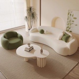 Sofá modular Seccional <span class=keywords><strong>de</strong></span> un asiento <span class=keywords><strong>de</strong></span> tela <span class=keywords><strong>de</strong></span> estilo crema <span class=keywords><strong>de</strong></span> forma especial curvada para tiendas <span class=keywords><strong>de</strong></span> ropa <span class=keywords><strong>de</strong></span> gama alta Salones <span class=keywords><strong>de</strong></span> belleza Descanso en la oficina - Product Image 1