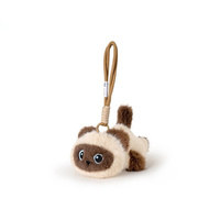 Porte-clés en peluche chat siamois moelleux, breloque de sac en peluche douce, pendentif pour sac à dos, accessoire pour enfants et filles