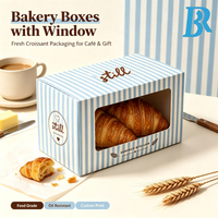 Boîte à pâtisserie personnalisée avec fenêtre, boîtes d'emballage jetables de qualité alimentaire pour croissants et pâtisseries, pour café, desserts à emporter