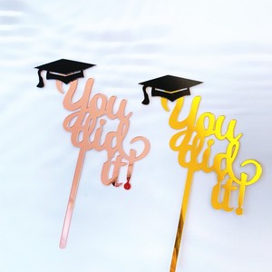 Décorations de gâteaux en acrylique pour la saison des diplômes, inserts de drapeaux de célébrités d'Internet, cartes de cérémonie pour étudiants, décorations de gâteaux - Product Image 3