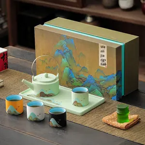 Chinesische Art Keramik Kung Fu Tee Set Japandi Design Home Office Geschenk box Kulturelle und kreative Event Souvenirs - Product Image 3