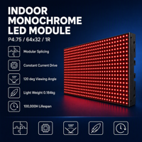 Module d'affichage LED monochrome P4.75 pour intérieur, scan 1/16, 64x32 points, panneau LED 304x152mm