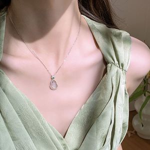 Collar de Plata de Ley S925 con Circonita Cuadrada Azul Hielo, Estilo Hada Dulce, Anillo Circular Completo con Circonitas, Colgante Cuadrado de Moda - Product Image 4