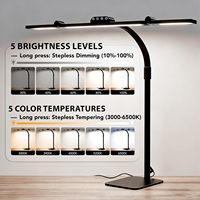 Lampe de bureau LED à col de cygne réglable de 28,2 pouces avec base, lampe d'architecte à intensité variable et protectrice des yeux pour le bureau et l'étude