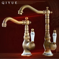 Haute qualité classique brossé beauté bassin robinet monotrou sanitaire Antique laiton bassin robinet robinet salle de bain