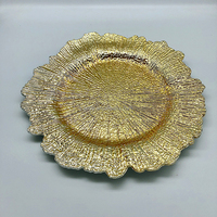 Assiettes de présentation en plastique pour mariage en gros, 13 pouces, flocon de neige, or, récif, assiettes de présentation en acrylique, vaisselle