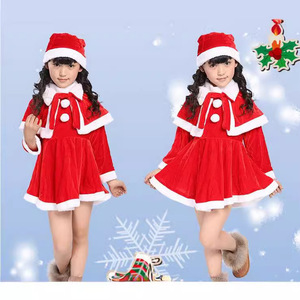 Children's Christmas Costumes Santa Outfits <b>Red</b> Velvet With Hat And <b>Belt</b> For Boys Girls Performance Wear Winter Holiday Dress - Product Image 3