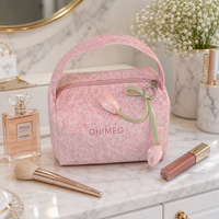 Pochette à cosmétiques personnalisée à clous, en tissu composite effet vieilli, avec poignée supérieure, trousse de toilette de voyage pour femmes