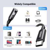 UGREEN Adaptor Audio USB C ke 3.5mm, Dongle USB C ke Aux Hi-Res 32bit/384KHz Kabel Jack Headphone HiFi untuk iPhone
