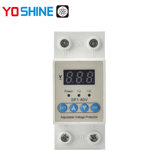 Yoshine High-quality SP1-80V Series AC220V/230V 40A 3kW Miniature Auto Reconnect Adjustable Voltage Protector