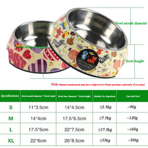 Karikatür Hayvan Baskılı Melamin Paslanmaz Çelik Su Geçirmez Kaymaz Seyahat Köpek Kedi Çift Evcil Hayvan Mama Kabı Çevre Dostu Gıda Sınıfı 2'si 1 Arada - Product Image 3
