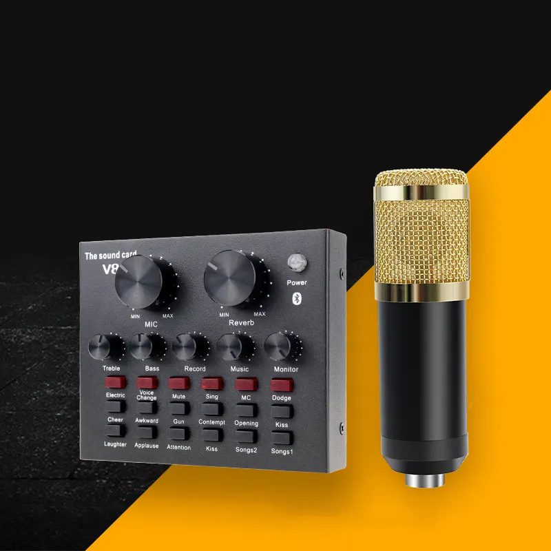 Mikrofon kondensor nirkabel profesional pabrik Mixer digital plastik logam PC RGB kartu suara podcast langsung audio Studio