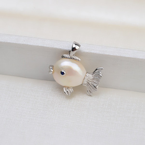 Accessoires DIY Wenchi, Collier en argent S925 avec pendentif baroque en forme de queue de poisson, orné de perles et de jade, pour femme, avec support vide pour jadéite - Product Image 2