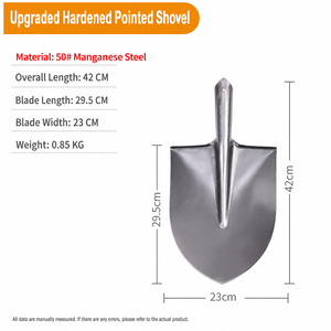 Bêche pointue en acier au manganèse argenté trempé, manche en bois épaissi de 1,2 m, pour usage domestique et agricole, excavation et remise en état, PI - Product Image 3