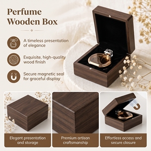 Caja de Madera Pequeña y Portátil para Cuidado Personal y Cosméticos, Caja de Perfume de Madera de Lujo, Empaque de Perfume, Caja de Regalo de Madera - Product Image 3