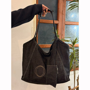Bolso tote de mezclilla retro estilo coreano para mujer, novedad 2025, bolso de hombro de gran capacidad con estampado de letras, para el día a día y para mamá - Product Image 3