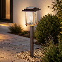 Lampe solaire de jardin en aluminium marron, blanc chaud 2700K, 55cm, ampoule 6203 rechargeable pour allées de cour, bords de terrasse, bordures de fleurs