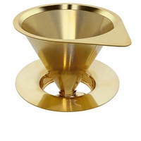 Filtre à café réutilisable en acier inoxydable 304, filtre à café conique sans papier, filtre à café à couler avec base amovible pour tasses et cafetières