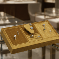Plateaux de présentation de bijoux carrés en velours personnalisés, modernes et magnétiques, avec logo imprimé, empilables, pour l'organisation des placards, commodes et tiroirs