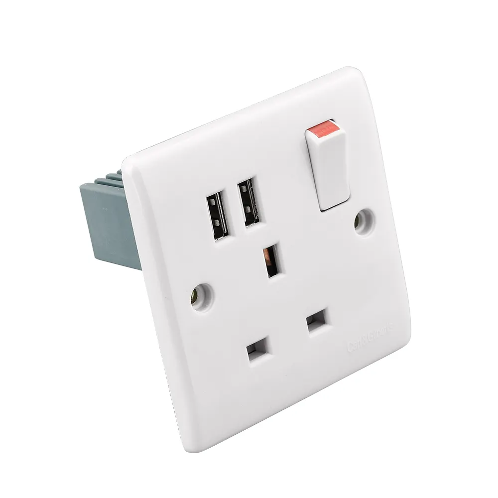 BS1363-2 switched outlet uk 13a plug socket usb