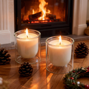 Wholesale High Quality Borosilicate Handmade Glass Cup Luxury Glass <strong>Candle</strong> Container Customization <strong>Candle</strong> <strong>Holder</strong> for Home - Product Image 5