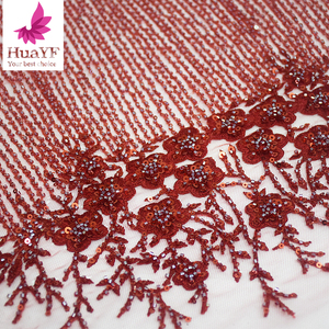 Hy2488 Hot-Bán Màu Đỏ Châu Phi Đính Cườm Sequins Vải Lưới Ren Cô Dâu Đơn Giản Buổi Tối Ăn Mặc Chất Liệu - Product Image 2