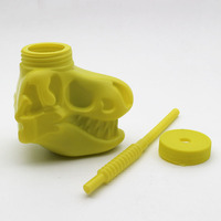Nouveaux produits créatifs tasse de paille en forme de dinosaure 350ml tasse d'eau potable froide en plastique réutilisable avec couvercle et paille