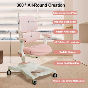 Chaise d'étude ergonomique à double dossier pour enfants avec support lombaire et hauteur réglable pour chambre de garçons et filles et bureau à <span class=keywords><strong>domicile</strong></span> - Product Image 3