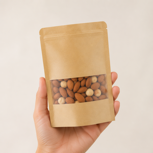 Bolsa Doypack Kraft con Ventana y Cierre Zip, 18x26+4cm (7*11*1.6in), para Café, Frutos Secos y Snacks, Venta al por Mayor en EE. UU., Muestra Gratuita - Product Image 1