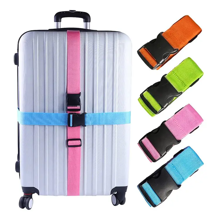 Wholesale Heavy Duty Travel Bag Accessories Polyester Adjustable Cross Luggage Belt Strap With Plastic Clip Hook