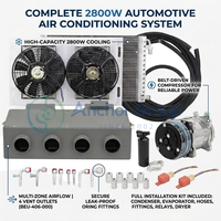 Système de climatisation universel complet et robuste sous le tableau de bord 2800W 12V 24V avec compresseur à courroie BEU-406-000 pour bus, camions, excavatrices et flottes