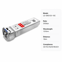 Transceiver Optik Komersial Modul VCSEL Transmitter 25G SFP28 1310nm 10km 10GBASE-LR SMF LC DDM Langsung dari Pabrik