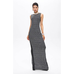 Abito lungo Woba decorato con cristalli, nero - Product Image 3