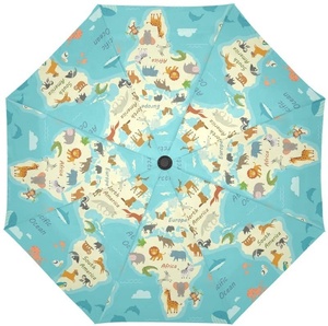 Fashion Digital Printing antivento Compact Rain Map Logo Storm forte ombrello pieghevole completamente automatico 3 per le donne - Product Image 3