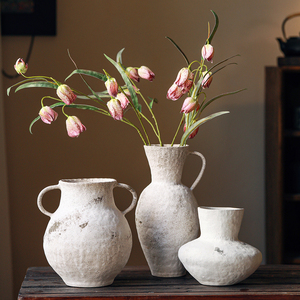 Vase en poterie rustique fait main, céramique <span class=keywords><strong>japonaise</strong></span> vintage en grès, idéal <span class=keywords><strong>pour</strong></span> fleurs séchées, décoration de salon, <span class=keywords><strong>chambre</strong></span> ou bureau - Product Image 1