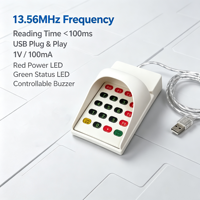 Lecteur de cartes RFID IC USB 13,56 MHz avec clavier anti-espionnage, Plug & Play pour les paiements