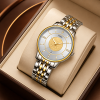 Reloj de Pulsera de Cuarzo para Hombre, Estilo Ejecutivo, con Calendario, Diseño Esqueleto Luminoso, Correa de Acero Inoxidable, 42 mm, con Agujas
