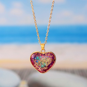 Delicado Collar con Colgante de Jaspe Sedimentario Marino para Mujer, Joyería con Dije de Corazón, Ideal para Yoga y Meditación, Regalo Perfecto, Joyería de Piedras Preciosas - Product Image 2