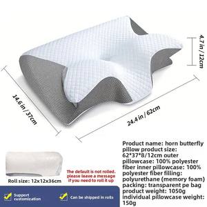 Almohada ergonómica de espuma viscoelástica para el cuello, diseño acolchado de forma irregular para soporte al dormir y protección de la columna cervical - Product Image 6