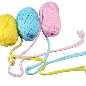 Nhà Máy Bán Nóng Chất Lượng Cao Spaghetti Hook Crochet Túi Vải T Shirt Sợi Áo Thun Polyester Cotton Tay Dệt Sợi