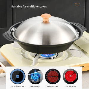 Nueva Llegada: Utensilios de Cocina Coreanos Antiadherentes de Acero al Carbono, Sartenes para <span class=keywords><strong>Paella</strong></span>, Ecológicas, Aptas para Cocina de Gas, Acero Inoxidable Negro - Product Image 3