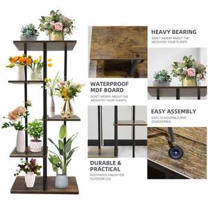 Patio Jardin Salon Balcon <span class=keywords><strong>Chambre</strong></span> à coucher 5 Niveaux Support pour Plantes Intérieur Métal Étagère à Fleurs Support pour Plantes - Product Image 3