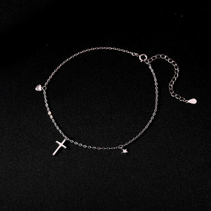 Fine 2024 bijoux de mode européens croix 925 bracelets de cheville en argent Sterling pour les femmes en gros - Product Image 5