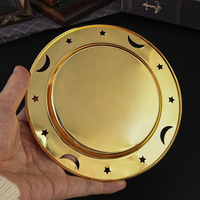 Plateau de service en fer doré de 6 pouces, style vintage, motif lune et étoile ajouré, pour bijoux, collations et desserts - Vente en gros