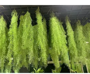 S0519 Factory Hotel Fake Plastic Faux Fern Vine Green Leaves Ceiling Hanging Waterweed Artificial Persian Plants For Decoration