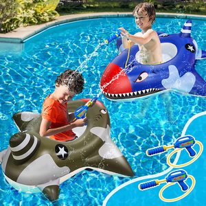 Phao Hồ Cá Mập Bơm Hơi Cho Trẻ Em, Phao Bơi Phao Hồ Bơi Thuyền Bãi Biển Cho Bé Trai Bé Gái Đồ Chơi Hồ Bơi Nước Bãi Biển Ngoài Trời Mùa Hè - Product Image 1