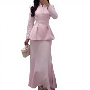 ชุดเดรสยาวสไตล์สูทสำหรับผู้หญิง ดีไซน์หรูหรา ผ้าเนื้อนุ่ม แขนยาว ท่อนบนแบบไม่ทอ  คอลเลคชั่นฤดูใบไม้ร่วง - Product Image 3