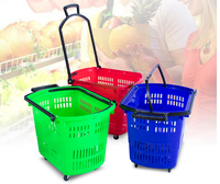 Panier de courses en plastique PP pour supermarché, 20L, 2 poignées, facile à transporter, vente en gros, Zhejiang 6+