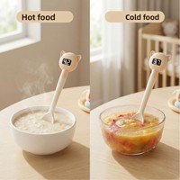 Cuillère intelligente à détection de température numérique, en silicone de qualité alimentaire, en forme d'ours de dessin animé, testeur de température électronique, ustensile