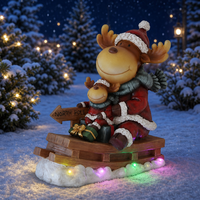 Figurine de renne de Noël de style nordique, en résine faite à la main, avec lumières LED changeantes de couleur, jouet et décoration pour la maison